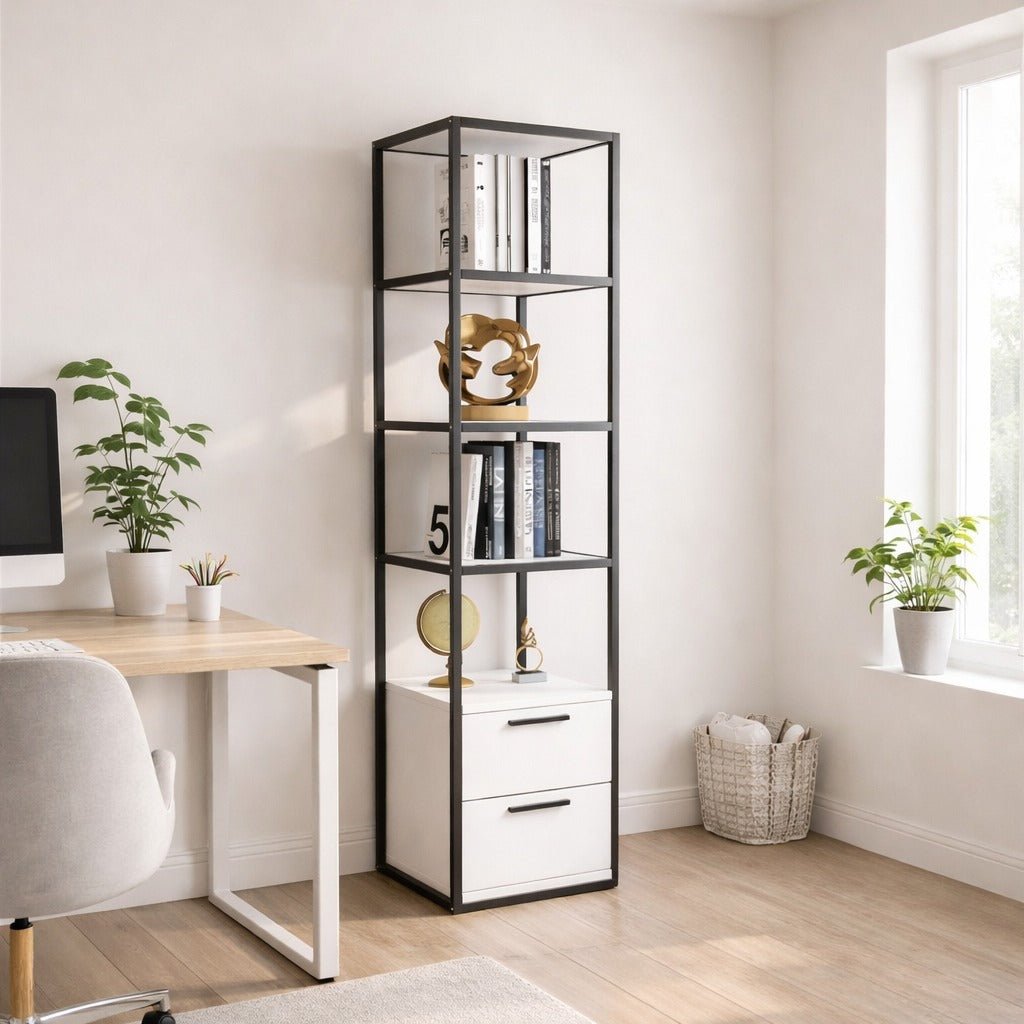 Bücherregal Robbins Schwarz Schwarz Weiß Melamin 39x160x39 cm