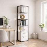 Bücherregal Robbins Schwarz Schwarz Weiß Melamin 39x160x39 cm