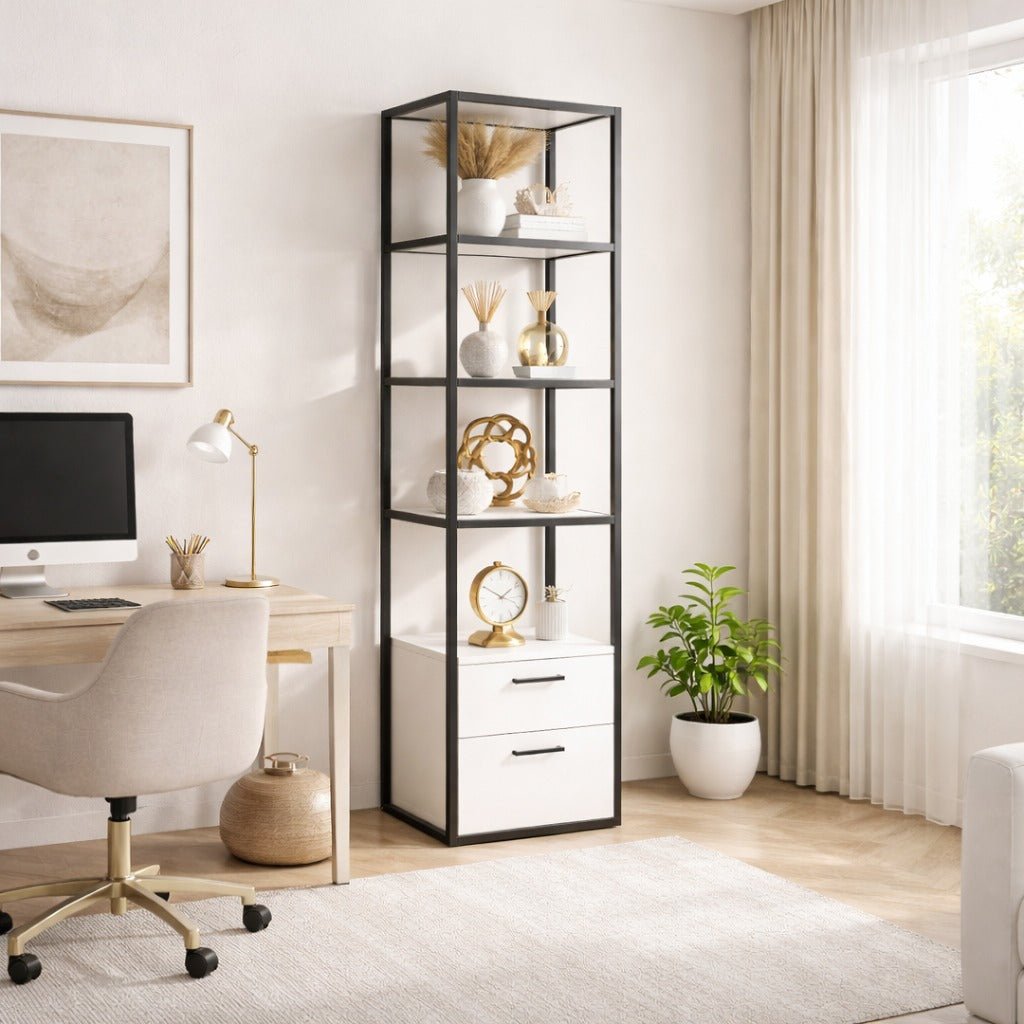 Bücherregal Robbins Schwarz Schwarz Weiß Melamin 39x160x39 cm
