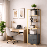 Bücherregal Robbins Gold Gold Anthrazit Melamin 39x160x39 cm