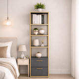 Bücherregal Robbins Gold Gold Anthrazit Melamin 39x160x39 cm