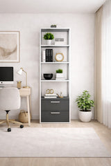 Bücherregal Robbins Weiß Weiß Anthrazit Melamin 39x160x39 cm
