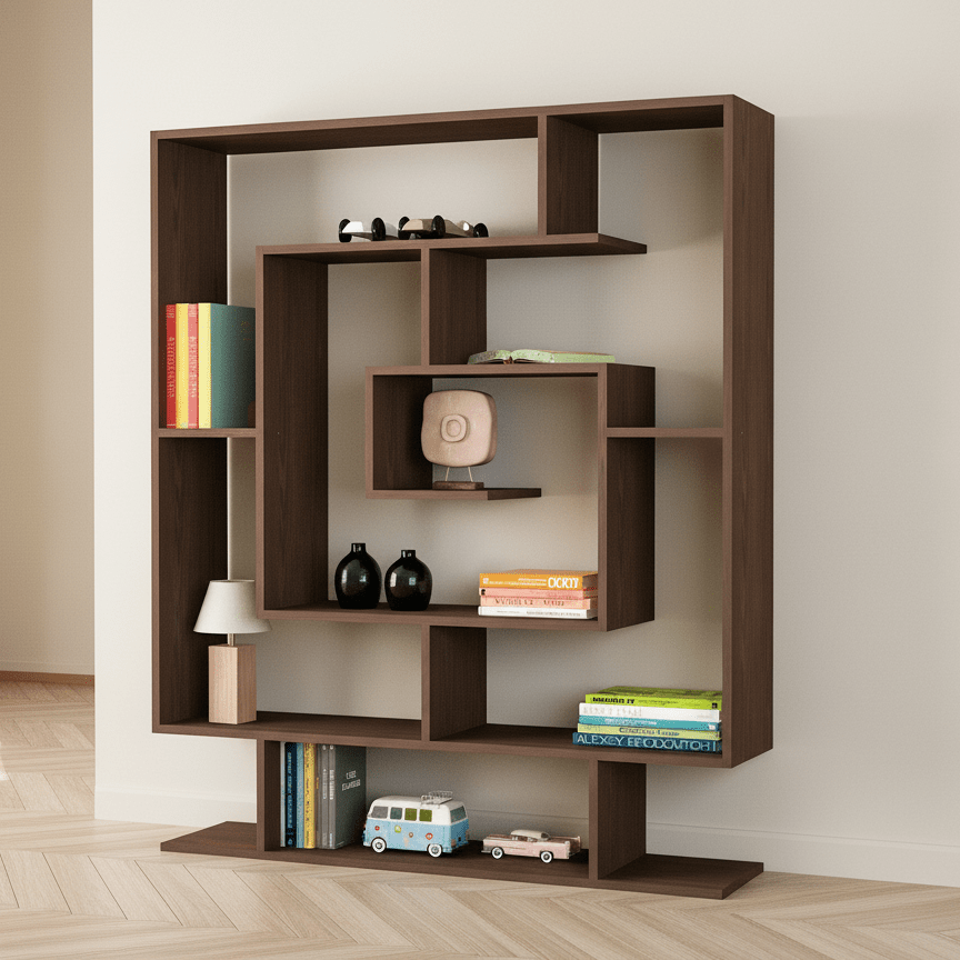 Bücherregal Sarmasik Wengé Brown Melamine 124.8x149.4x22 cm