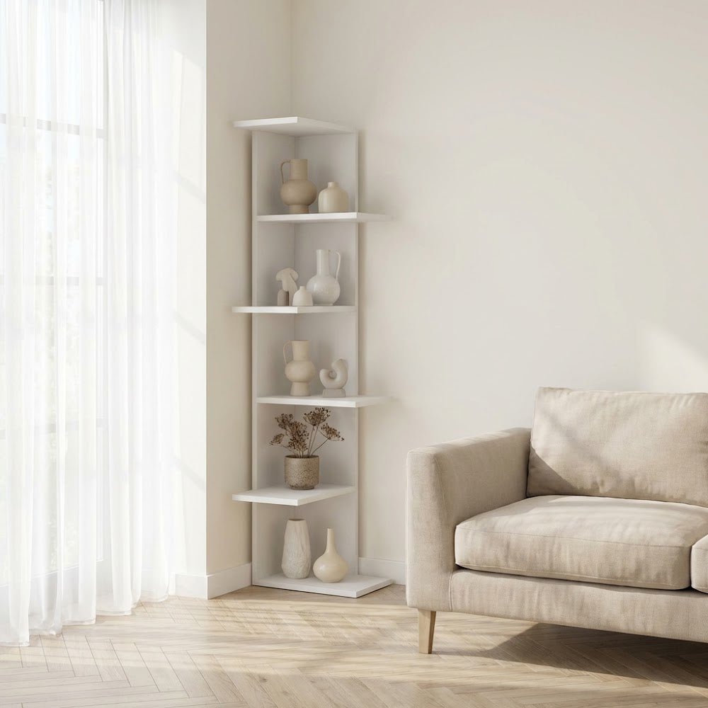 Bücherregal Saso Weiß Melamin 37x141x24 cm