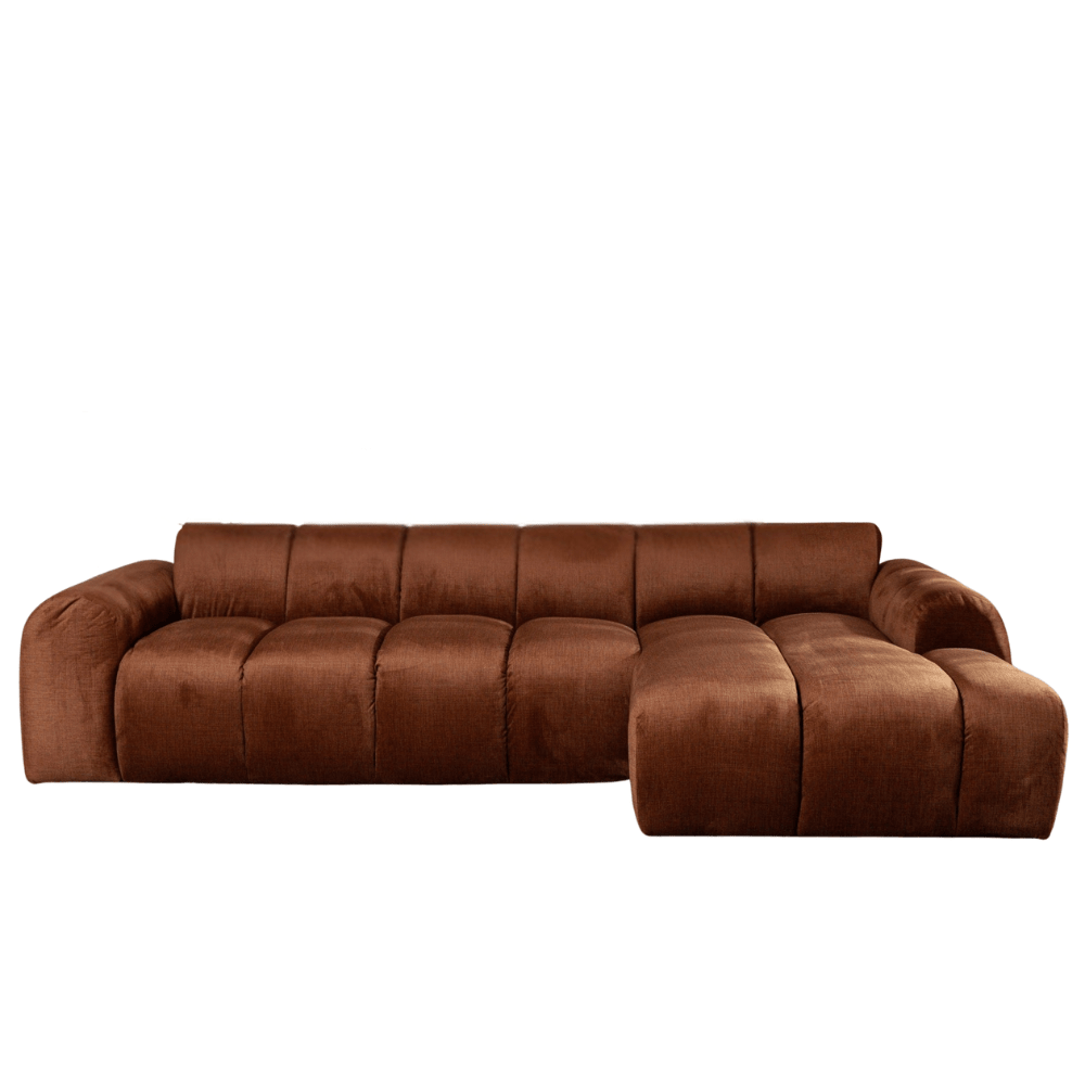 Banken-Hoekbank met lounge koper velvet structuurstof - strepen - rechts - Brix-Dimehouse