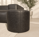 Poefs-Ronde poef antraciet ecoleer - 40x40x35 cm - Mave-Dimehouse