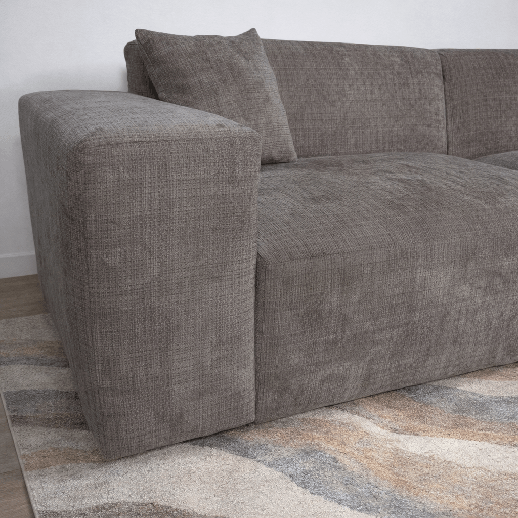 Banken - Hoekbank taupe chenille Wayne 264 cm - hoek links en rechts monteerbaar - Dimehouse