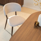 Esszimmerstühle-Japandi Esszimmerstuhl Yura Beige - Rahmen in Walnussoptik -Dimehouse