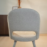 Eetkamerstoelen-Eetkamerstoel zandkleur bouclé Nara - Japandi - volledig gestoffeerd-Dimehouse