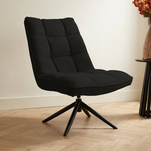 Draaifauteuil Yuki Zwart Bouclé 360° Draaibaar sfeerfoto in modern interieur