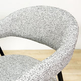 Komplettes Möbelset: Lea Esstisch Sintered Stone Marmorlook Travertin - Walnussrahmen + 4x Lisa Esszimmerstühle Bouclé Grau 