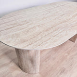 Eettafels - Ovale Eettafel Jimi 180x90 cm travertin beige - Dimehouse