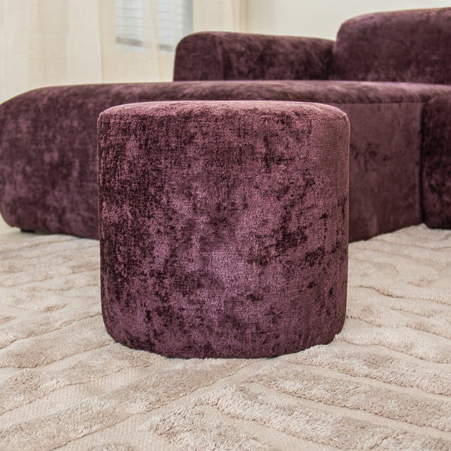 Hockers-Hocker paars chenille stof - 40x40x35 cm - Mara-Dimehouse