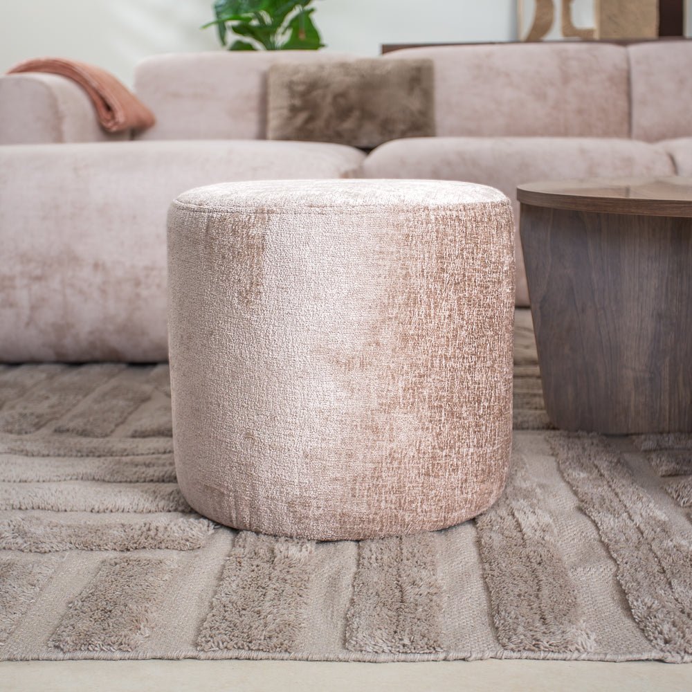 Hockers-Hocker zand chenille stof - 40x40x35 cm - Mara-Dimehouse