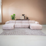 Banken-U-bank zand chenille stof - 342x165 cm - Shane-Dimehouse