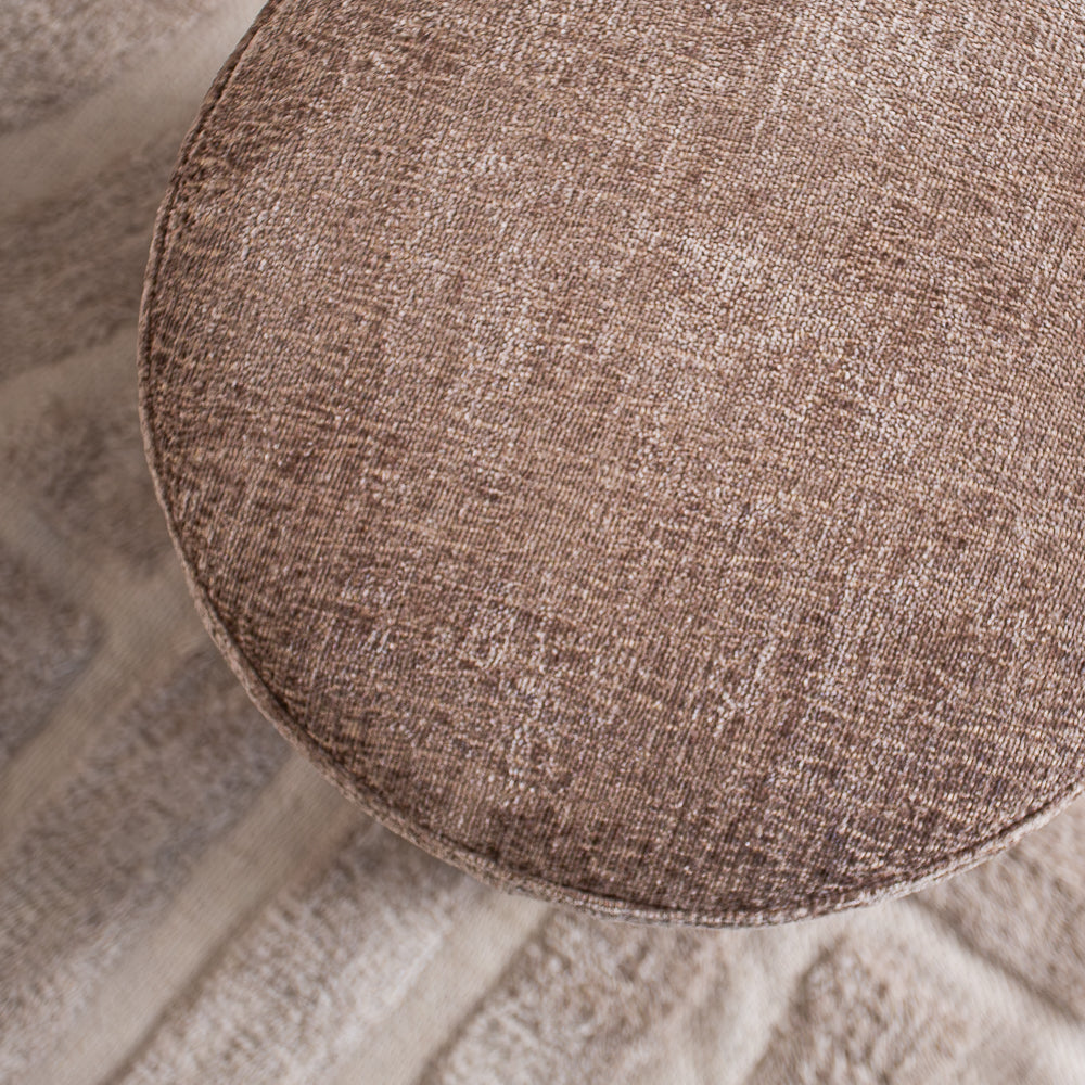 Hocker taupe chenille stof - 40x40x35 cm - Mara