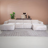 Banken-U-bank beige chenille stof - 342x165 cm - Shane-Dimehouse