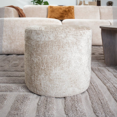 Hockers-Hocker beige chenille stof - 40x40x35 cm - Mara-Dimehouse