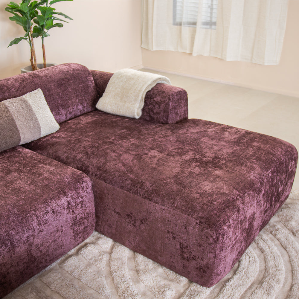 Ecksofa lila Chenille Stoff - 292x169 cm - Shane - rechts