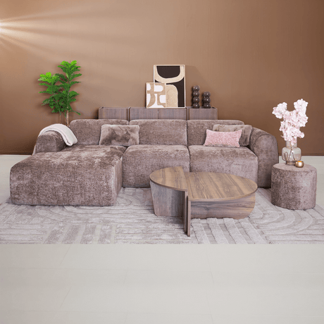 Banken-Hoekbank taupe chenille stof - 292x170 cm - Shane - links-Dimehouse