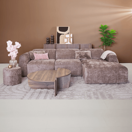 Banken-Hoekbank taupe chenille stof - 292x170 cm - Shane - rechts-Dimehouse