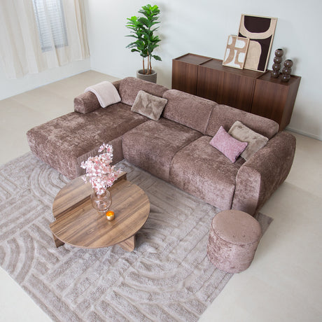 Ecksofa Taupefarbener Chenillestoff – 292 x 169 cm – Shane – links