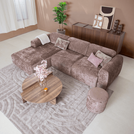 Banken-Hoekbank taupe chenille stof - 292x170 cm - Shane - links-Dimehouse