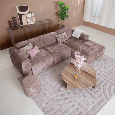 Banken-Hoekbank taupe chenille stof - 292x170 cm - Shane - rechts-Dimehouse