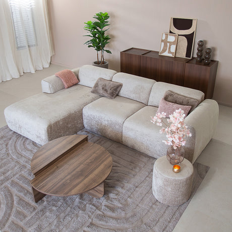 Banken-Hoekbank zand chenille stof - 272x170 cm - Shane - links-Dimehouse