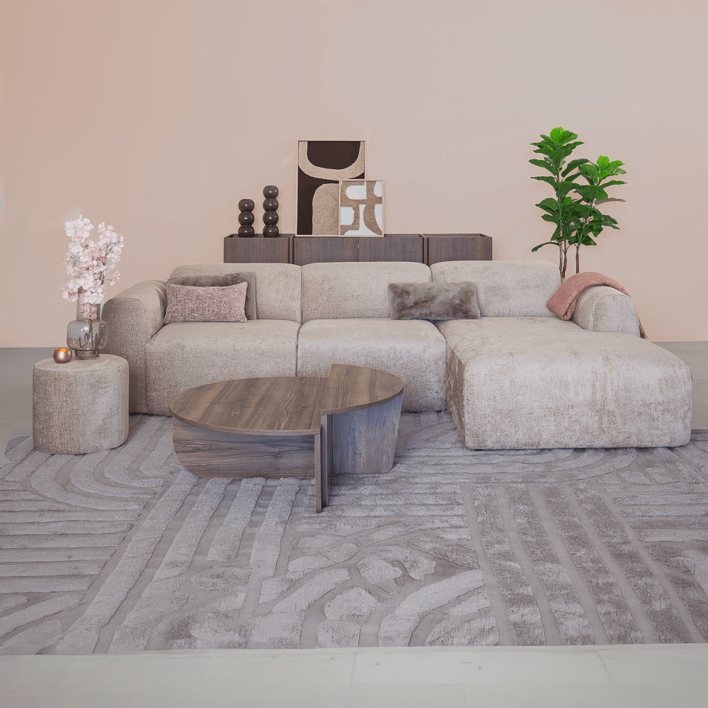 Banken-Ecksofa Sand Chenille Stoff - 272x170 cm - Shane - rechts -Dimehouse