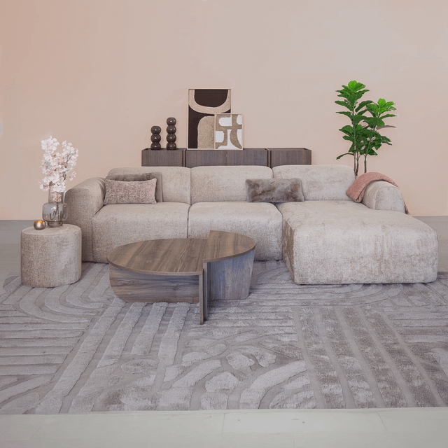 Banken-Ecksofa Sand Chenille Stoff - 272x170 cm - Shane - rechts -Dimehouse