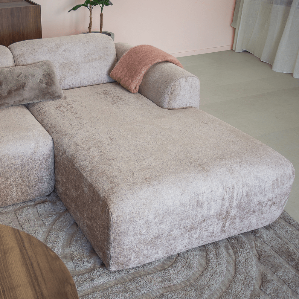 Banken-Ecksofa Sand Chenille Stoff - 272x170 cm - Shane - rechts -Dimehouse