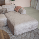 Banken-Ecksofa Sand Chenille Stoff - 272x170 cm - Shane - rechts -Dimehouse