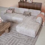 Banken-Ecksofa Sand Chenille Stoff - 272x170 cm - Shane - rechts -Dimehouse