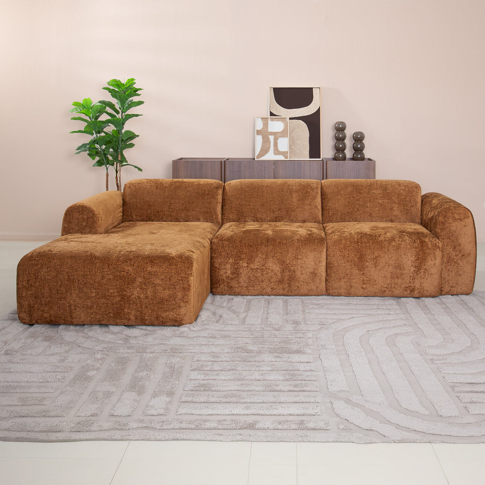 Ecksofa Ocker Chenille Stoff - 292x169 cm - Shane - links