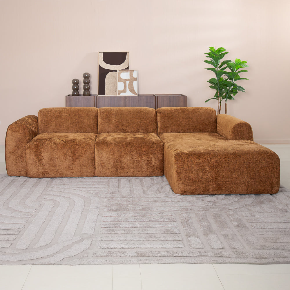 Ecksofa Ocker Chenille Stoff - 292x169 cm - Shane - rechts