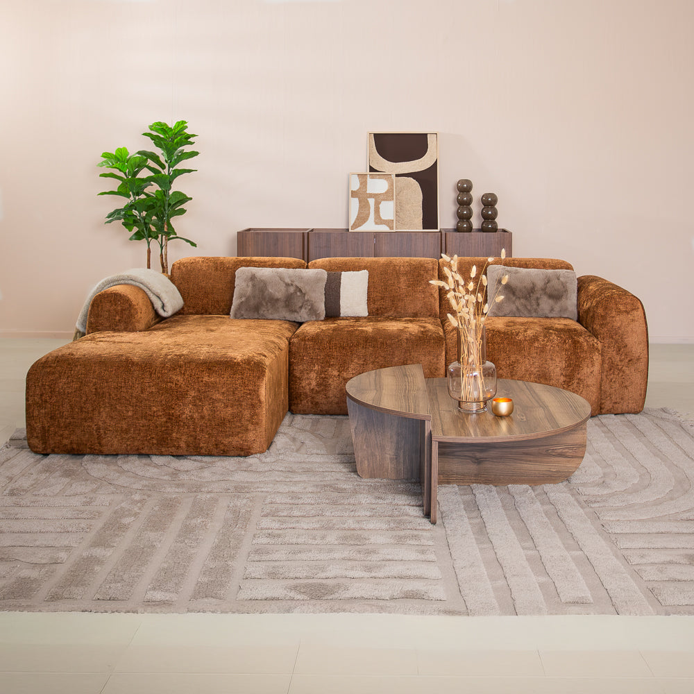 Ecksofa Ocker Chenille Stoff - 292x169 cm - Shane - links