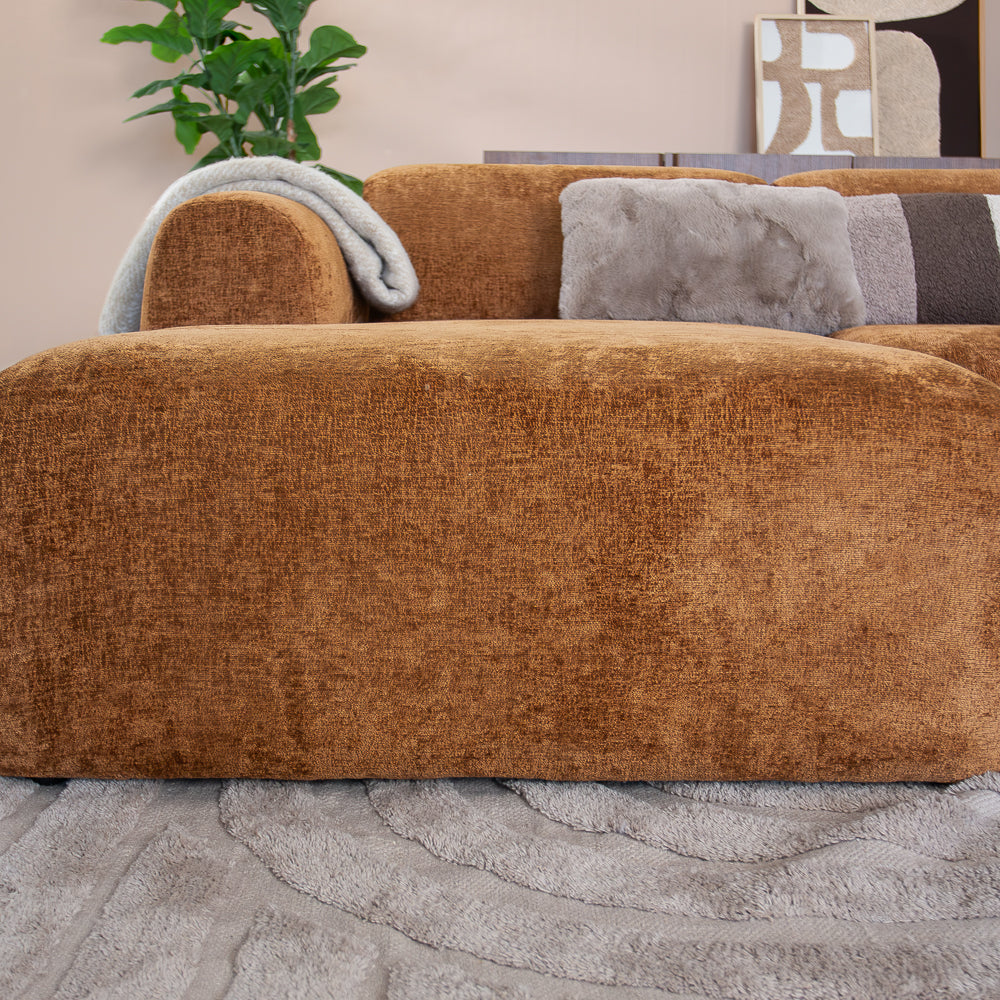 Ecksofa Ocker Chenille Stoff - 292x169 cm - Shane - links