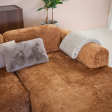 Ecksofa Ocker Chenille Stoff - 292x169 cm - Shane - rechts