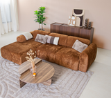 Ecksofa Ocker Chenille Stoff - 292x169 cm - Shane - links