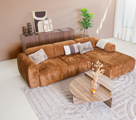 Ecksofa Ocker Chenille Stoff - 292x169 cm - Shane - rechts