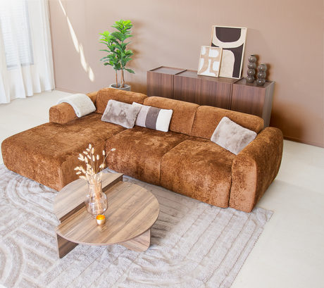 Ecksofa Ocker Chenille Stoff - 292x169 cm - Shane - links