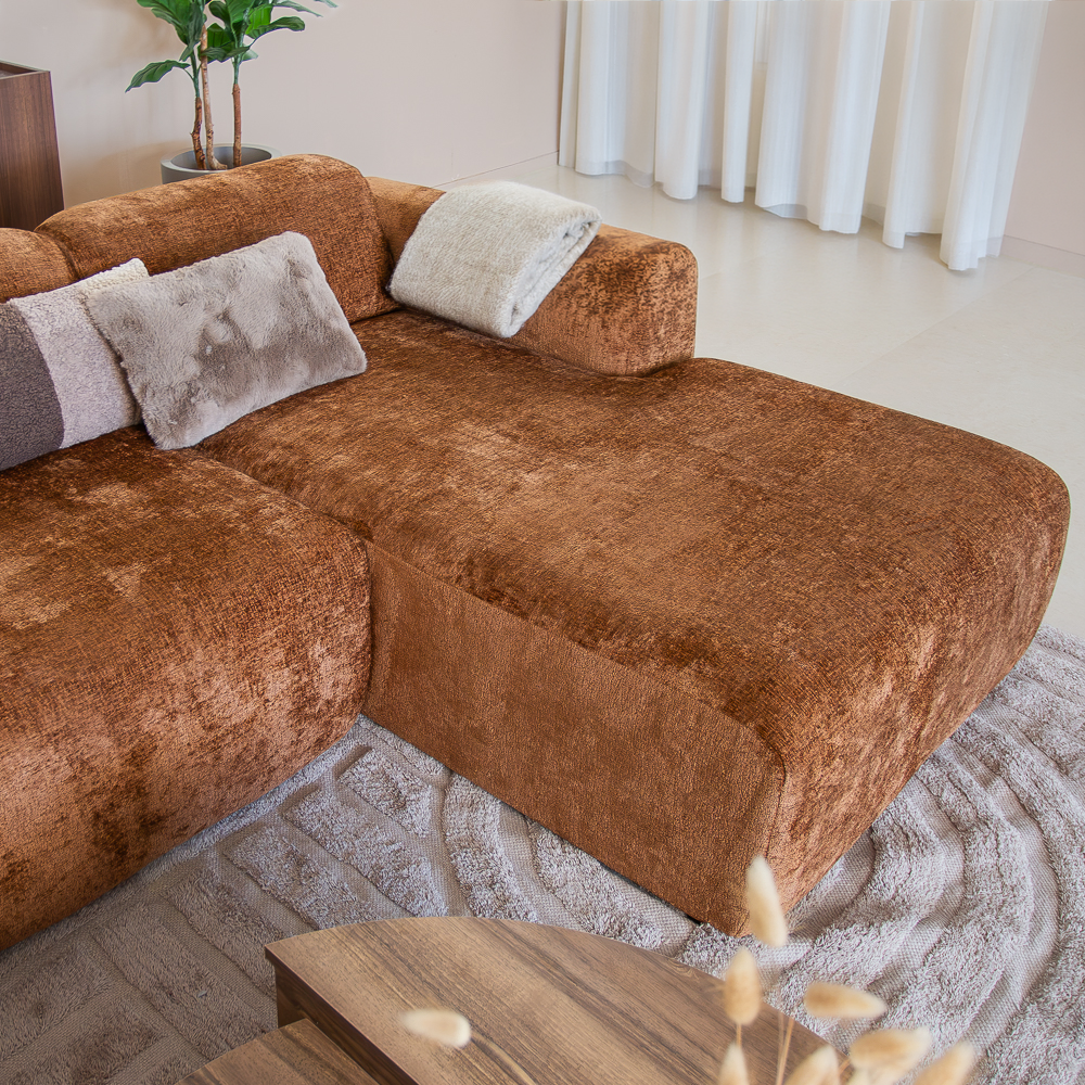Ecksofa Ocker Chenille Stoff - 292x169 cm - Shane - rechts