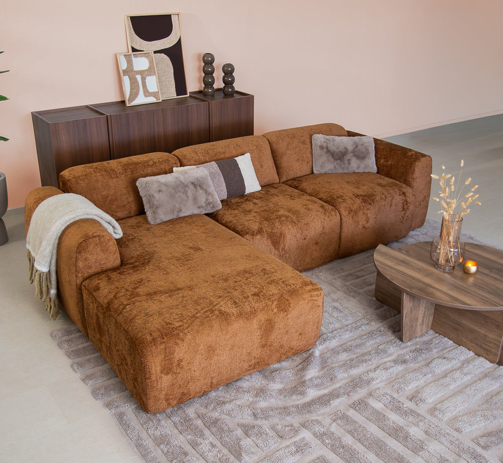 Ecksofa Ocker Chenille Stoff - 292x169 cm - Shane - links