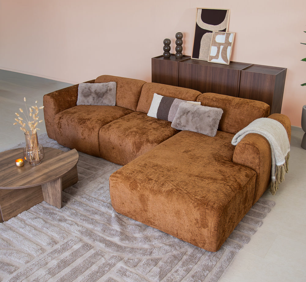 Ecksofa Ocker Chenille Stoff - 292x169 cm - Shane - rechts