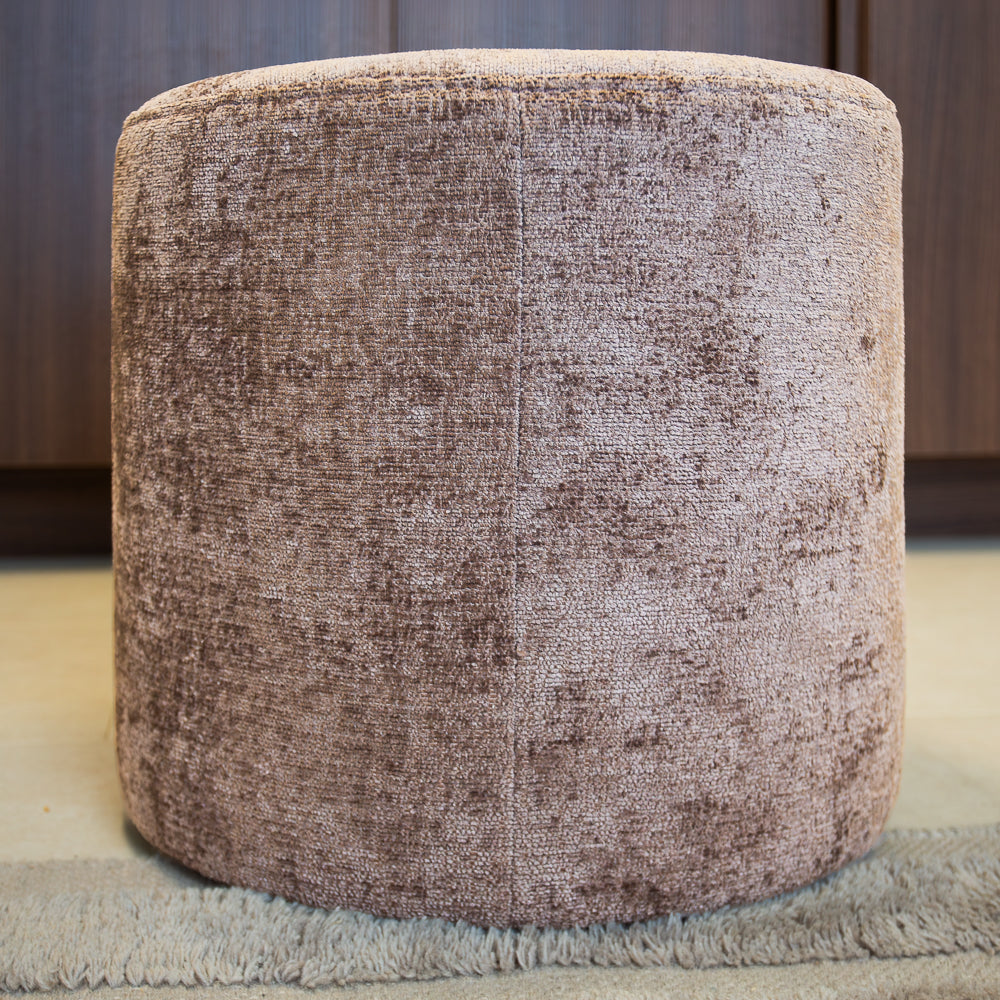 Hocker taupe chenille stof - 40x40x35 cm - Mara
