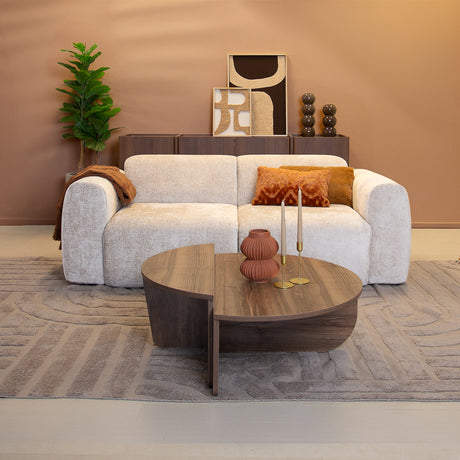 Banken-2-zits bank beige chenille stof - 195x85 cm - Shane-Dimehouse