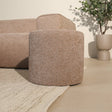 Poefs-Ronde poef taupe chenille bouclé - 40x40x35 cm - Veya-Dimehouse