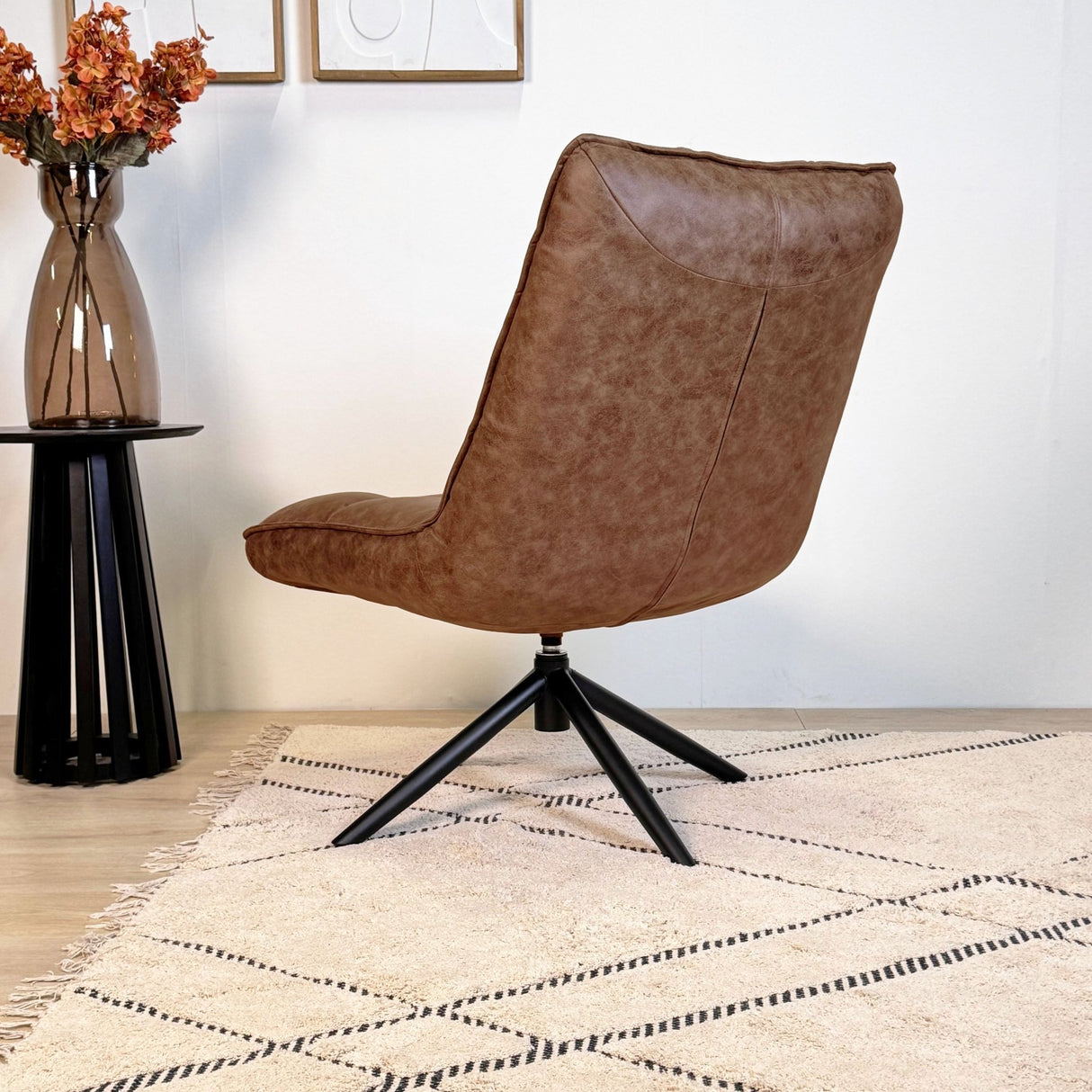 Drehstuhl Yuki Cognac Eco-Leder 360° Drehbar 
