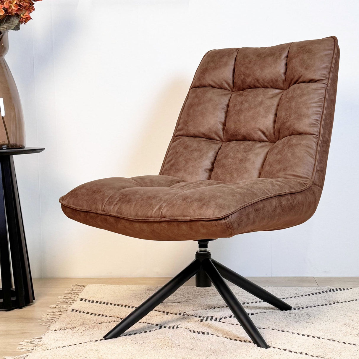 Drehstuhl Yuki Cognac Eco-Leder 360° Drehbar 
